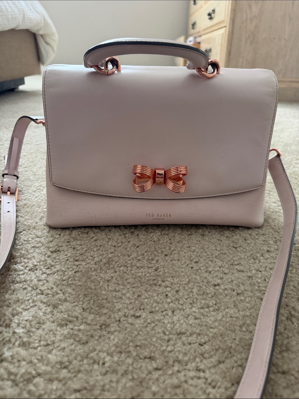 Ted Baker Blush Pink Bow-Detail Top Handle Satchel